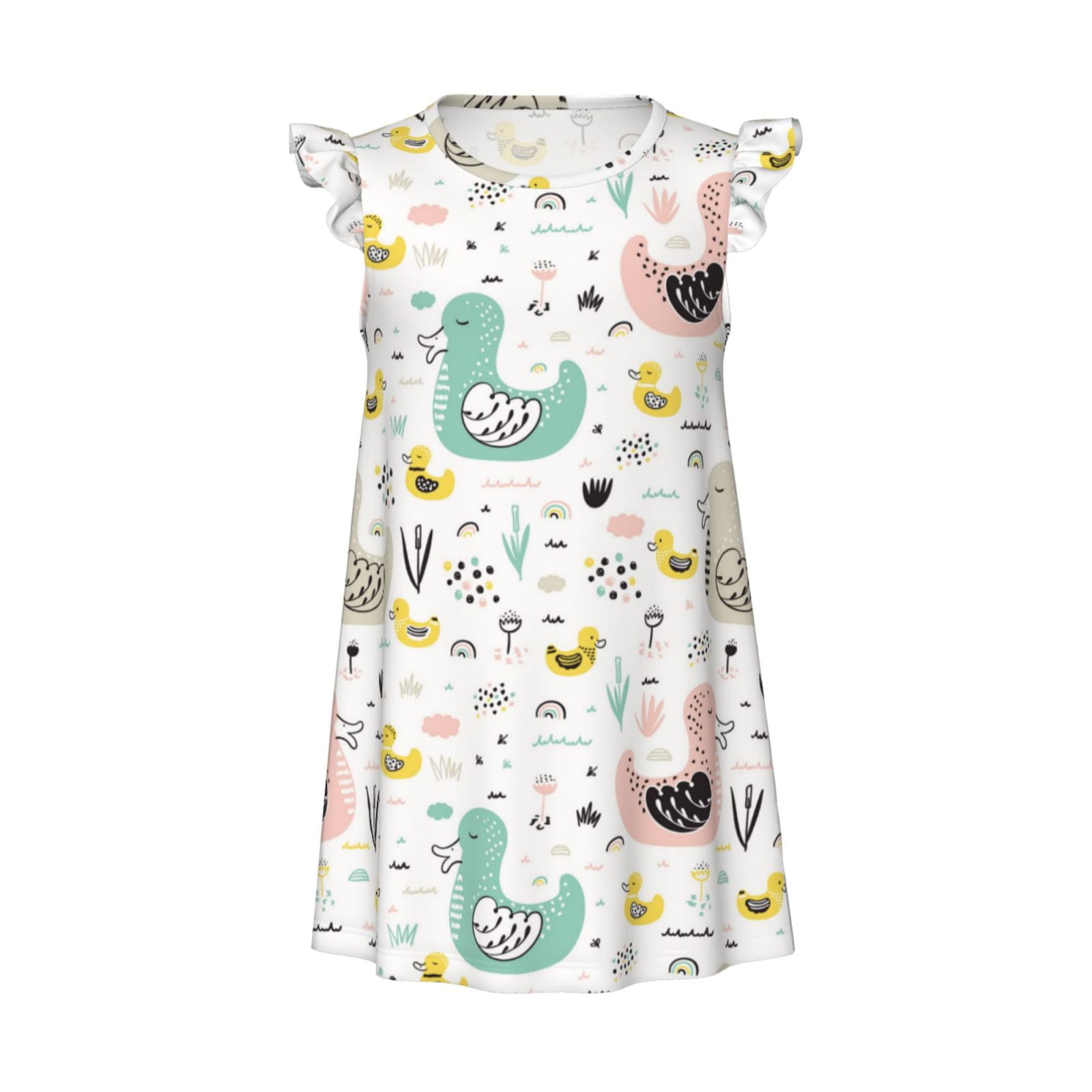 Girls Nightgowns Bohemian Cute Duck Short Sleeves Dress Girls