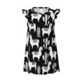 Girls Nightgowns, Cute llamas cactus Alpaca black white Flutter Sleeves
