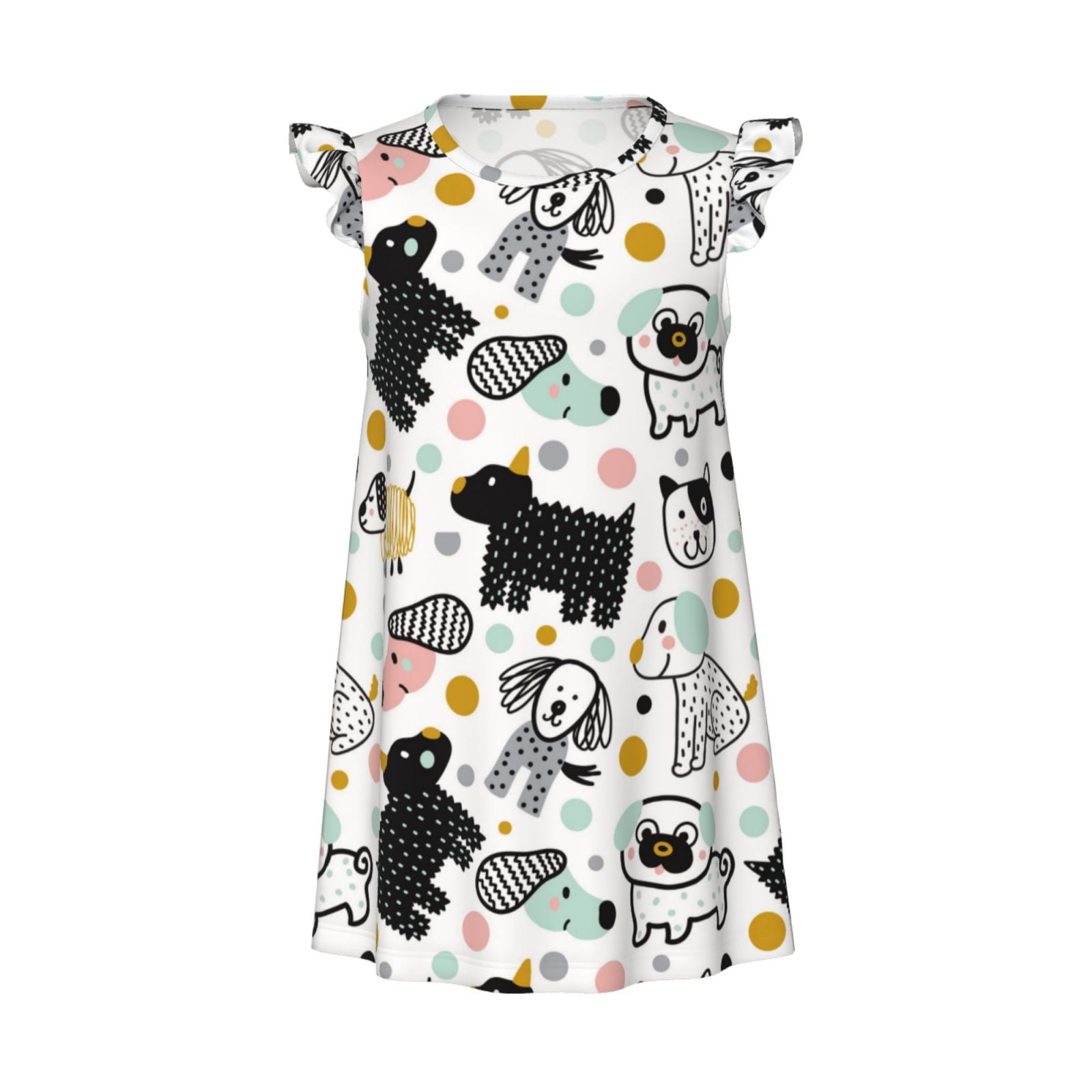 Girls Nightgowns Funny puppy Short Sleeves Dress Girls Sleepwear