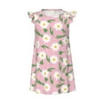 Girls Nightgowns Green Leaves Daisies Flowers Short Sleeves Dress