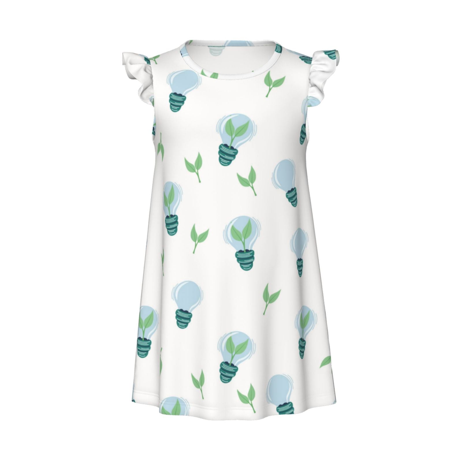 Girls Nightgowns - Light Bulb Pattern leaf Soft Comfort Flutter Sleeves ...