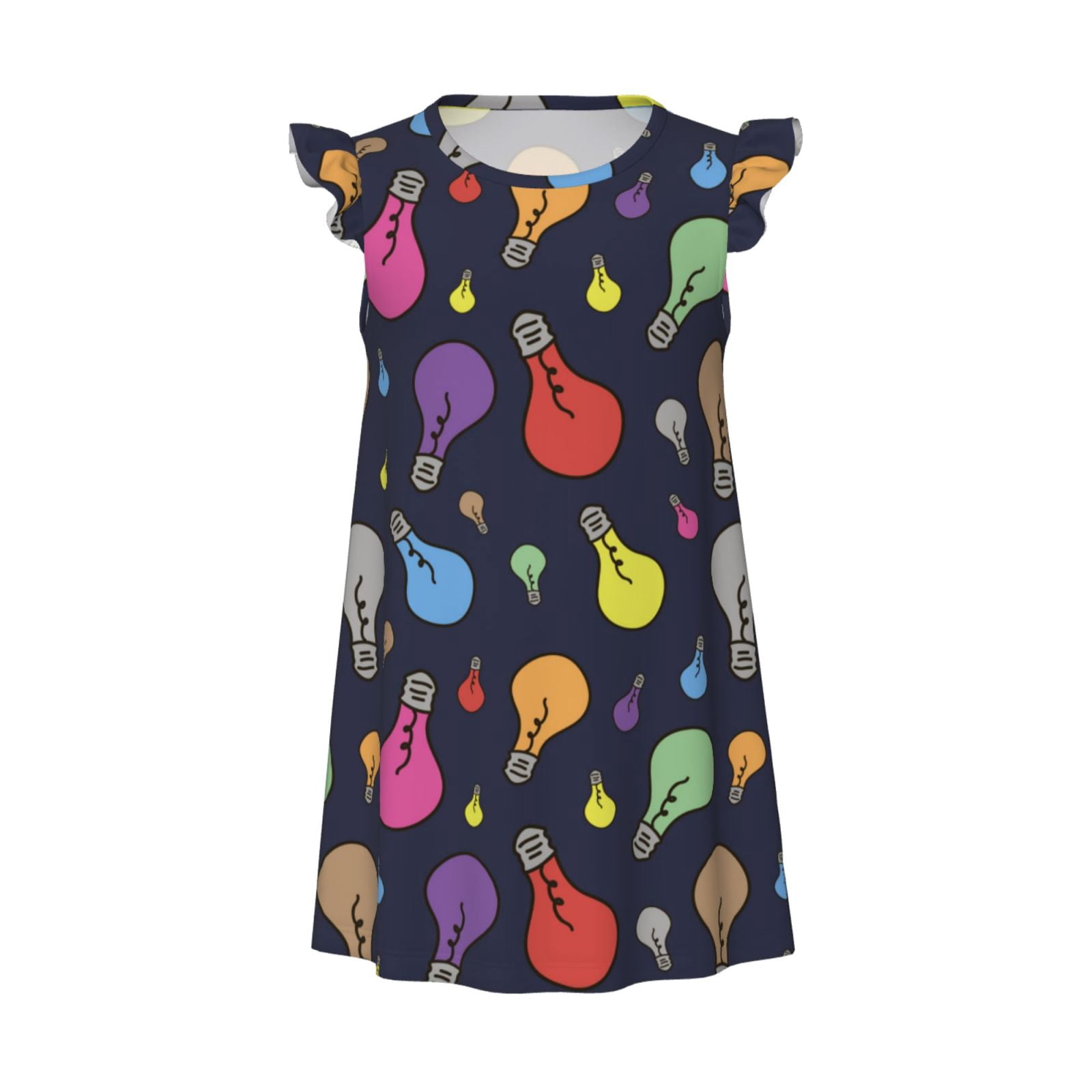 Girls Nightgowns - Light Bulb colorful Soft Comfort Flutter Sleeves ...