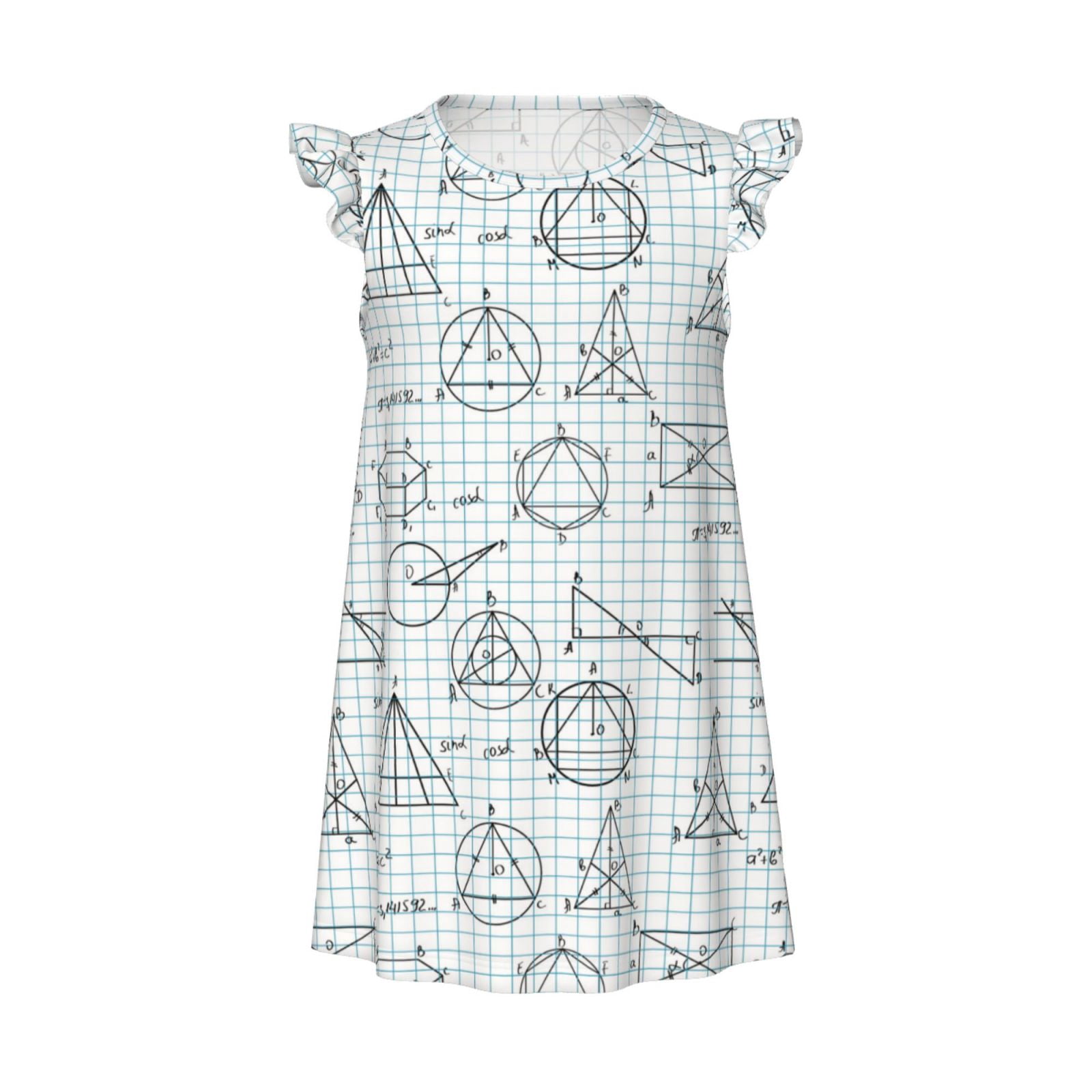 Girls Nightgowns - Math equation Print Soft Comfort Flutter Sleeves ...