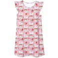 thumbnail image 1 of Girls Nightgowns Pajamas Dress Flutter Sleeve Outfit 3D Printed Princess Nightdress #Pink 11-12 Years, 1 of 2