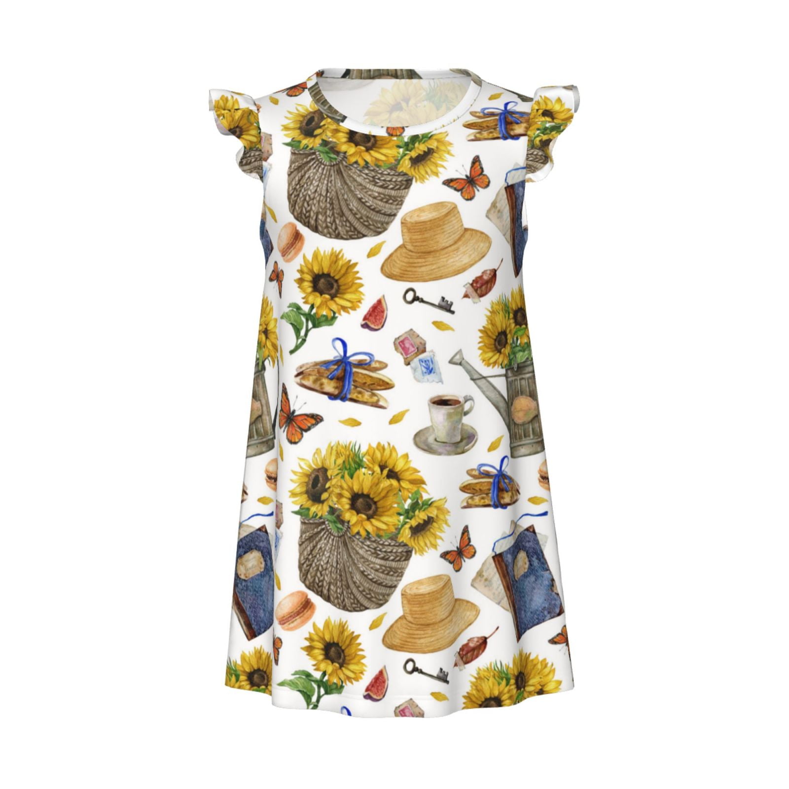 Girls Nightgowns Picnic Soft Comfort Flutter Sleeves Night Sleep