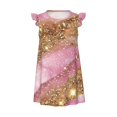 Girls Nightgowns Pink and Gold Glam Glitter Short Sleeves Dress Girls