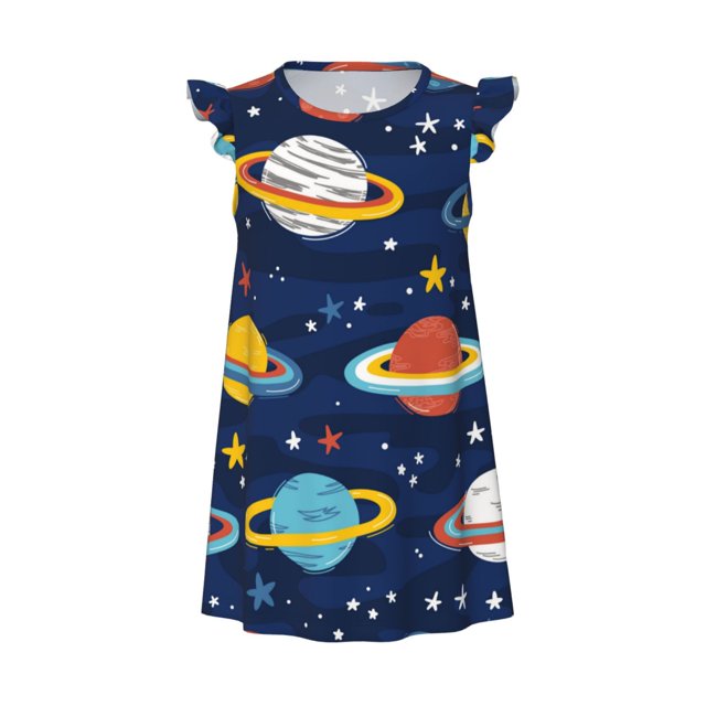 Girls Nightgowns and Stars Soft Comfort Flutter Sleeves Night