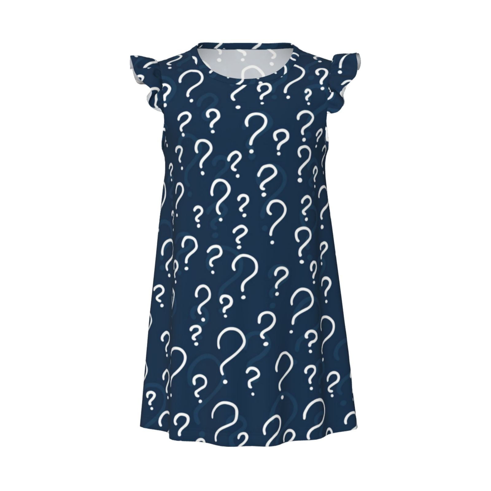 Girls Nightgowns - Question Marks Soft Comfort Flutter Sleeves Night ...