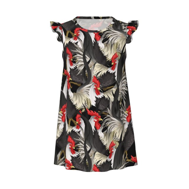 Girls Nightgowns Roosters K Soft Comfort Flutter Sleeves Night Sleep