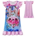 thumbnail image 1 of Girls Nightgowns Soft Sleepwear Nightdress Flutter Sleeve Rabbit Pajamas, 1 of 6