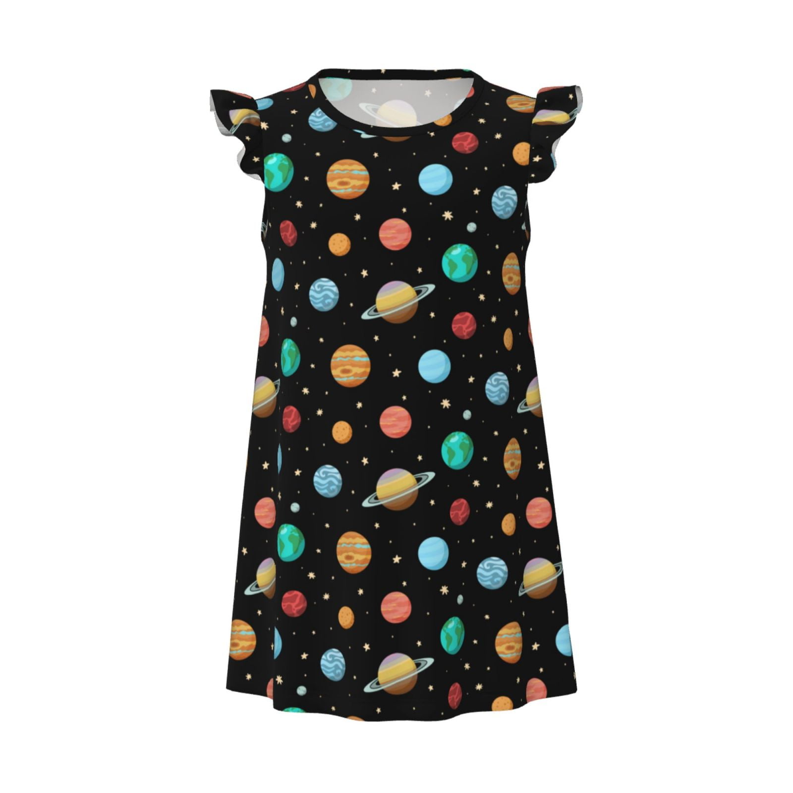 Girls Nightgowns Solar System Space Soft Comfort Flutter