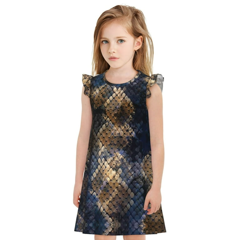 Girls Nightgowns Watercolor Snake Skin Flutter Breathable Sleeve Pajamas Nightdress Sleepwear Toddler Pajamas for Kids Walmart