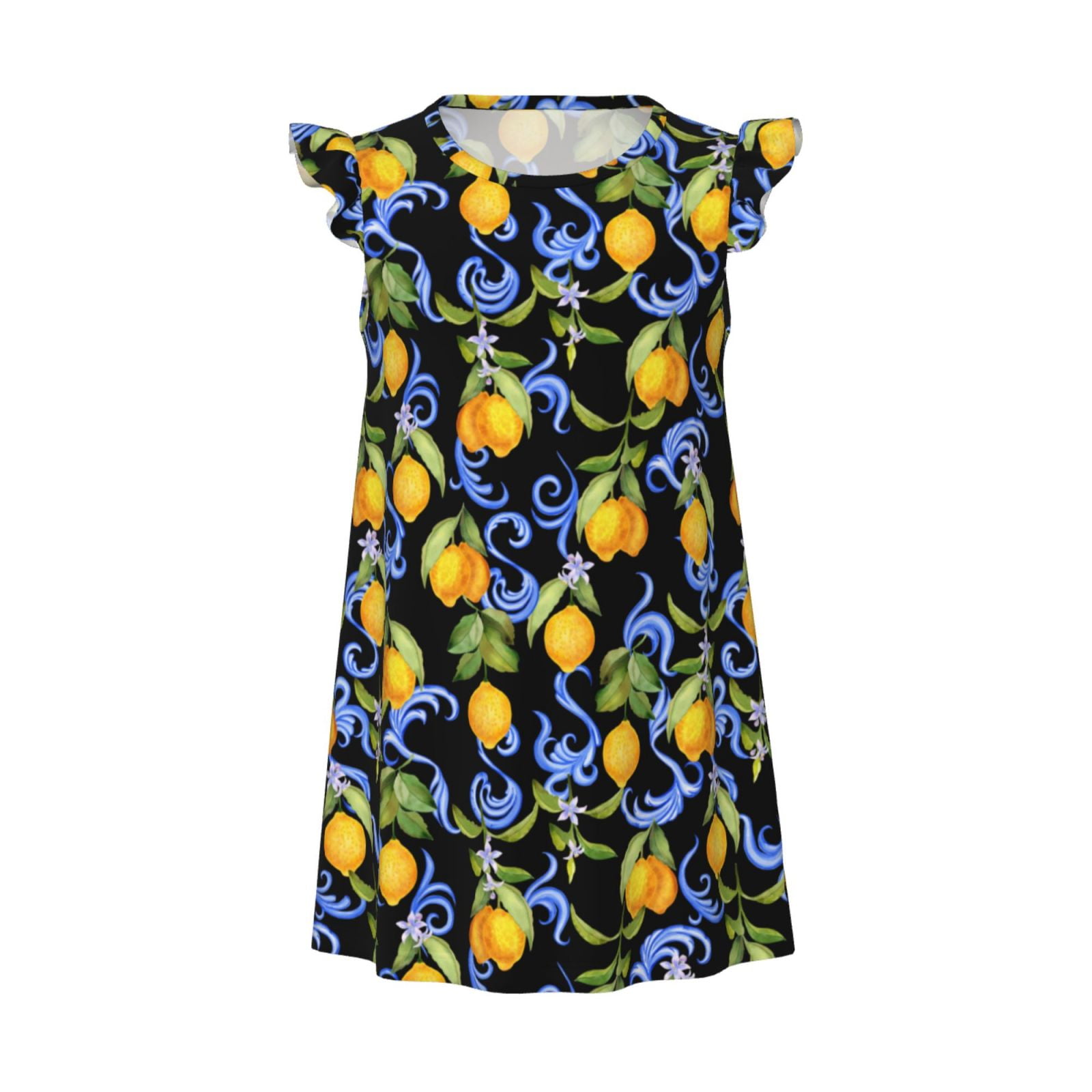 Girls Nightgowns Yellow lemons sicilian style Soft Comfort Flutter