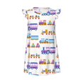 Girls Nightgowns colorful Trains Pattern Short Sleeves Dress Girls