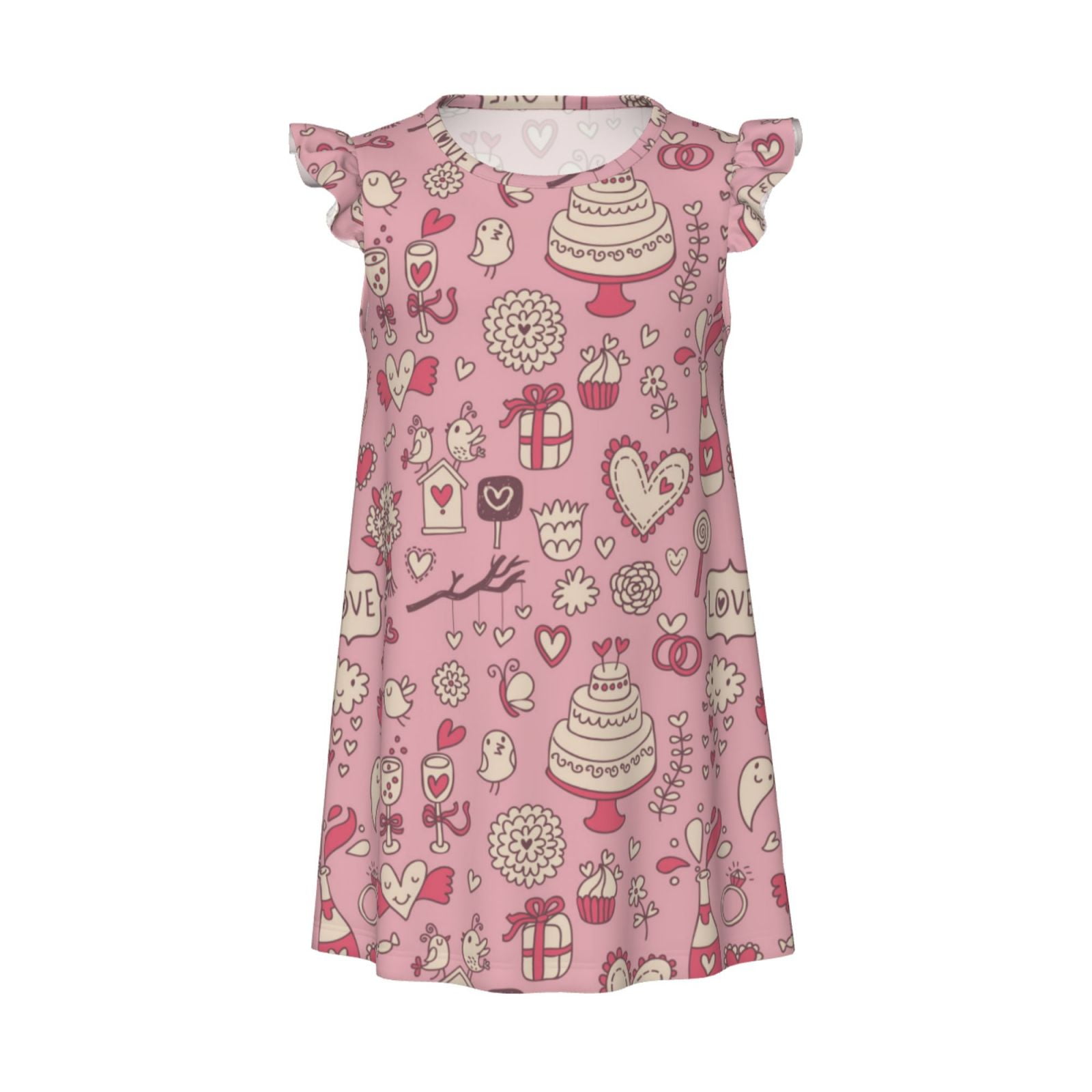 Girls Nightgowns cute love Short Sleeves Dress Girls Sleepwear