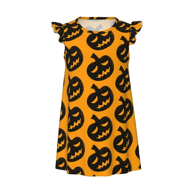 Girls Nightgowns halloween pumpkins festive Short Sleeves Dress Girls