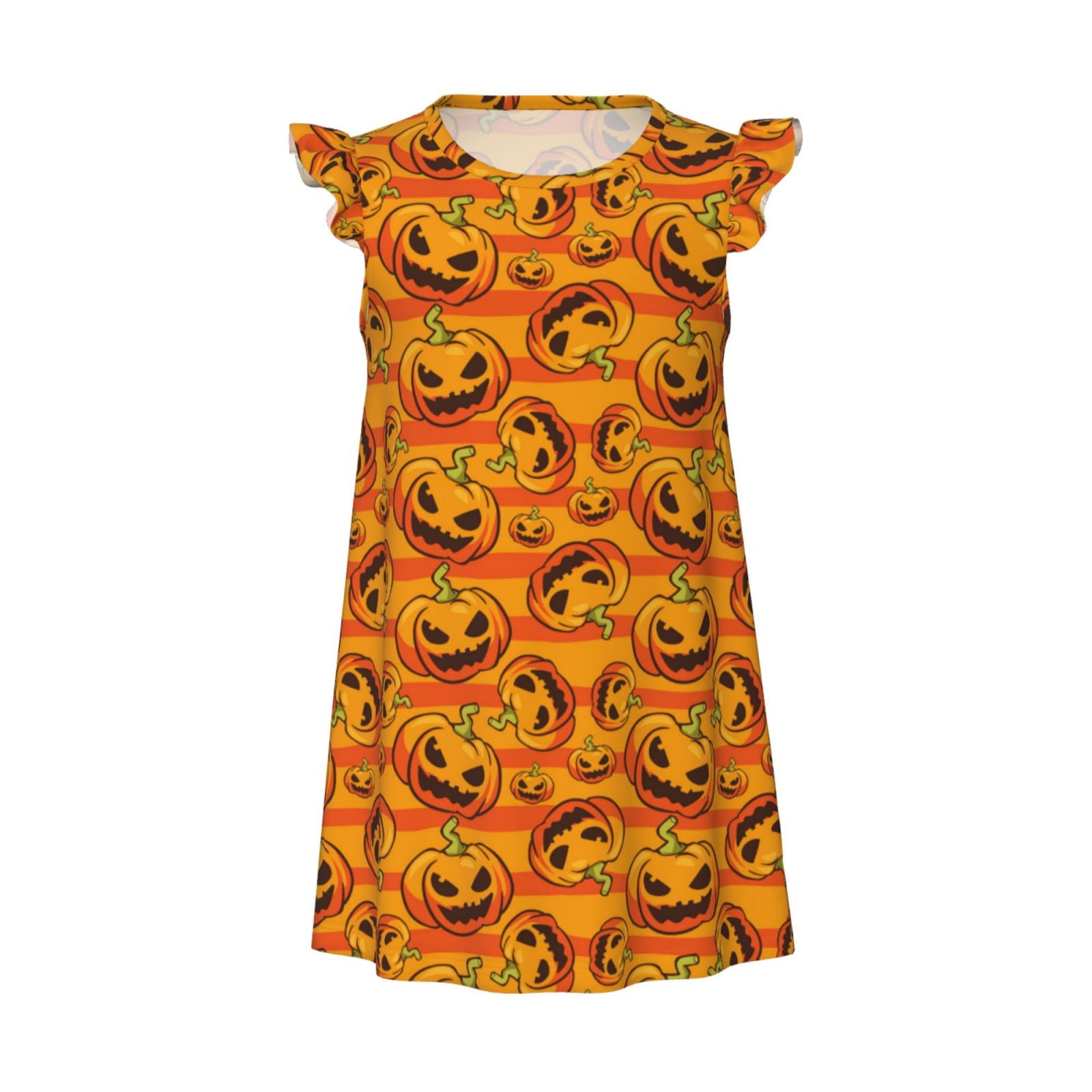 Girls Nightgowns, halloween pumpkins fun Flutter Sleeves Sleepwear