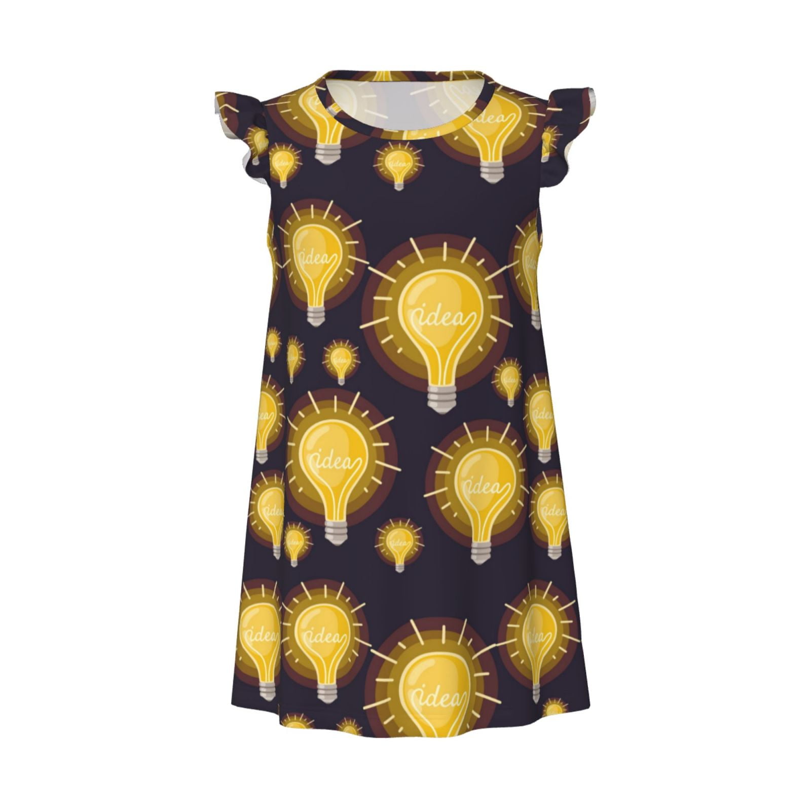 Girls Nightgowns ider Light Bulb Pattern Soft Comfort Flutter Sleeves