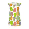 Girls Nightgowns number Print colorful Short Sleeves Dress Girls