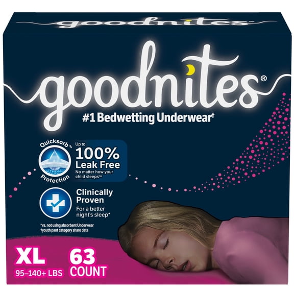 Girls' Nighttime Bedwetting Underwear Huge Size - XL - 63ct