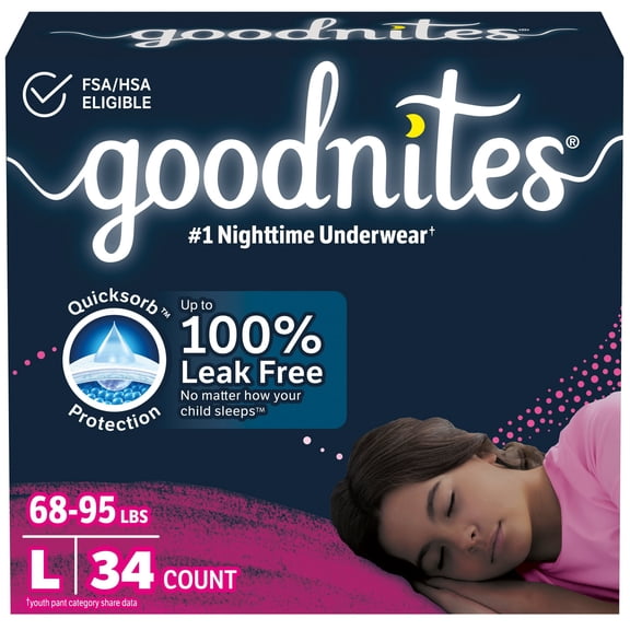Girls' Nighttime Underwear - L - Giga Pack - 34ct