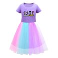 thumbnail image 1 of Girls Ninja Dress with Cartoon Ninja Kidz Print – Tulle Skirt and Crewneck Short Sleeve Design – Comfortable and Stylish Partywear for Kids, 1 of 4