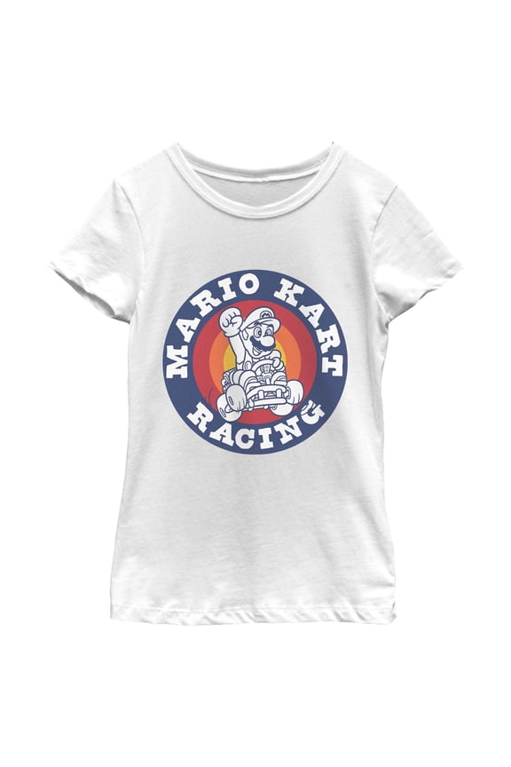 Girls Nintendo Circled Racing Badge T Shirt