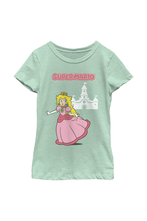 Girls Nintendo Princess Peach and Castle T Shirt