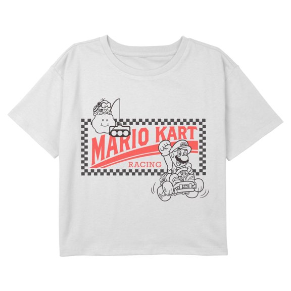 Girls Nintendo Racing Car Logo Outline T Shirt