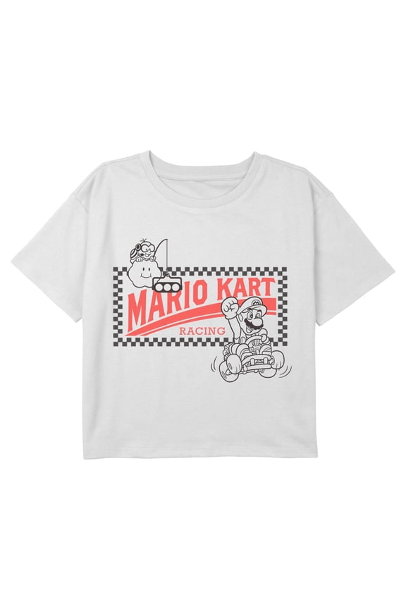 Girls Nintendo Racing Car Logo Outline T Shirt