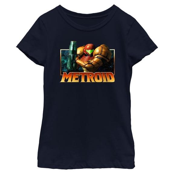 Girls Nintendo Samus Metallic Frame Badge T Shirt