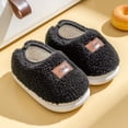 thumbnail image 1 of Girls Non-Slip Fleece Lined Fuzzy Slippers, Warm House Shoes for Kids, Black,Size 24, 1 of 5