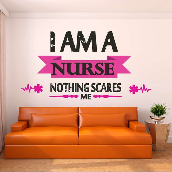 Girls Nothing Scares Me Cute Quotes & Sayings Wall Decal Decoration Nurse Vinyl Motivational Wall Quote Decal Lasts Years and Easily Removable - Size: 10 In(W) x 5 In(H)