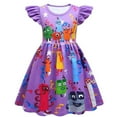 thumbnail image 1 of Girls Numberblock Anime Cartoon Graphics Printed Casual Costume Summer Flying Sleeves Short Sleeve Cute Playwear A-line Flutter Fold Skirt Role Play Party Ruffle Princess Dress Kids Outfits 2-9 ﻿ ﻿, 1 of 3