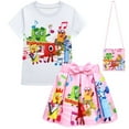 thumbnail image 1 of Girls Numberblock Tv Anime Cartoon Graphics Printed Costume Short Dress T-Shirt Bag 3 Pcs Outfit Summer Tutu Dance Pleated Skirt Tees Sets Casual Tops Princess Party Clothes Kids Cosplay Gifts 2-9, 1 of 4
