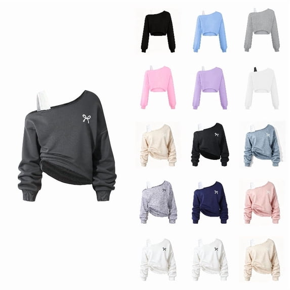 Girls Off The Shoulder Sweatshirt Asymmetrical Long Sleeve Cute Tops Fall Clothes for Teen Girls