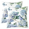 thumbnail image 1 of Ombre Floral Set of 2 Pillow Covers 24x24 Inch,Blue Hydrangea Flowers Cushion Covers,3D Butterflies Throw Pillow Covers,Summer Garden Rustic Theme Decorative Accent Pillow Cases,Bedroom Decor, 1 of 5