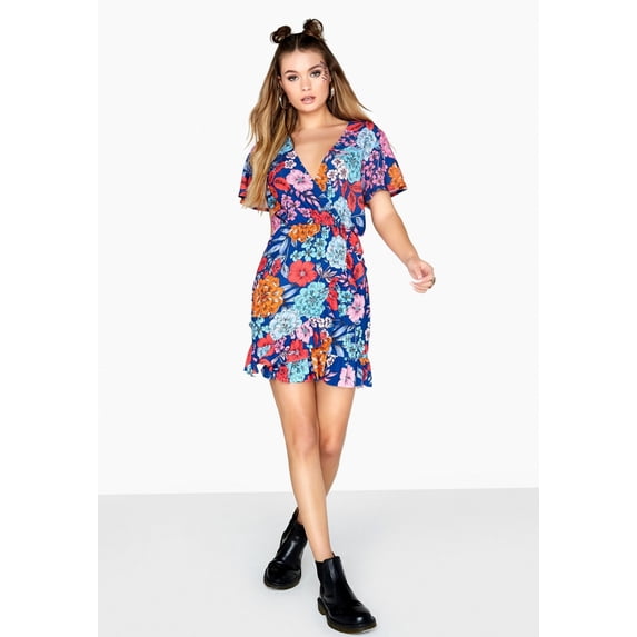 Girls On Film Womens Ford Mock Wrap Dress