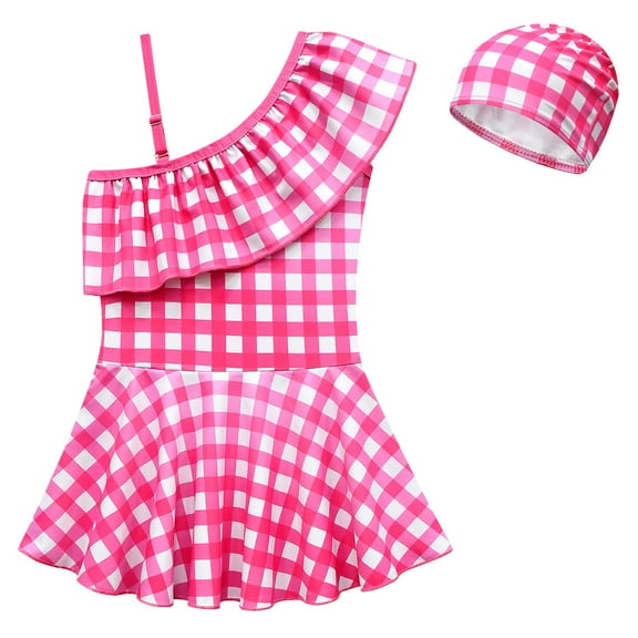 Girls One-Piece Barbiii Pink Princess Swimuit Tankini Bathing Suit, 2-8 Year