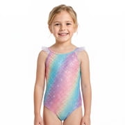 Girls One Piece Mermaid Scale Print Swimwear Bikini Colorful Bathing Suits Cute Princess Beach Swimsuit for Kids Girls 5T