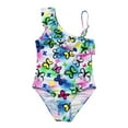 thumbnail image 1 of Girls One Piece Swimsuit Beach Bathing Suit Colorblock Cut Out Bikini Scoop Neck Swimsuit Halter Bathing Suits Beach Summer Swimwear For Toddler Girls Size 6-7, 1 of 7