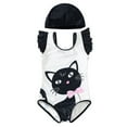 thumbnail image 1 of Girls One Piece Swimsuit Kids Cartoon Swimwear Backless Ruffle Bathing Suit with Cap Outfit, 1 of 6