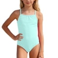 thumbnail image 1 of Girls One Piece Swimsuit Size 16 Tummy Control Tankini Set Quick Dry & Stretchy Contrast Color Girls Dress Up Clothes Adjustable Straps Girls' Swimwear with Print Shorts Mint Green4-5 years, 1 of 5