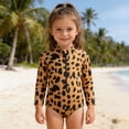thumbnail image 1 of Girls One Piece Swimsuit Size 18-24M Leopard Print Long Sleeve Swimsuits with Zipper Summer Pool Beach Toddler Kids Swimwear, 1 of 9