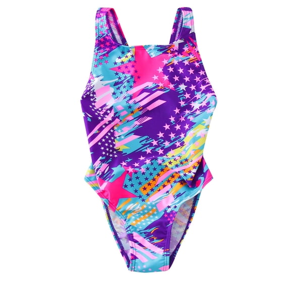 Girls One Piece Swimsuit Size 8-9 Keyhole Tankini with Shorts Quick Dry & Stretchy Tropical Print Ruffle Bathing Suit Spaghetti Strap Swimwear Shorts and Skirt Z05 Purple 13-14 Years