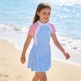 thumbnail image 1 of Girls One Piece Swimsuit Skirted Kids Bathing Suits Zipper Short Sleeves Swimwear Girls Swim Dress, 1 of 8