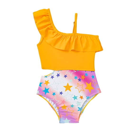 Girls One Piece Swimsuit Toddler Cute Ice Cream Printed Sleeveless Strappy Summer Quick Dry Bathing Suits