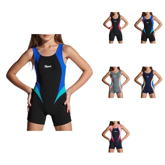 Girls One Piece Swimsuit with Contrast Trim Comfortable Summer Bathing Suit for Ages 9-16, Machine Washable & Durable
