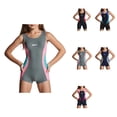 thumbnail image 1 of Girls One Piece Swimsuit with Contrast Trim Comfortable Summer Bathing Suit for Ages 9-16, Machine Washable & Durable, 1 of 3