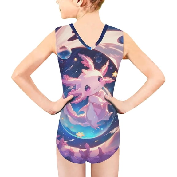 Girls One Piece Swimsuits Athletic Summer Training Gymnastics Leotard Swimming Practice Cute Cartoon Print Bathing Suit Pink Size 9-10 Y